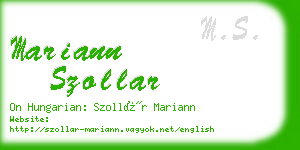 mariann szollar business card